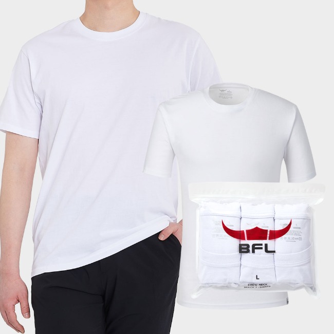 BFL 라운드넥 반팔 코튼 티셔츠 3장 묶음 구성